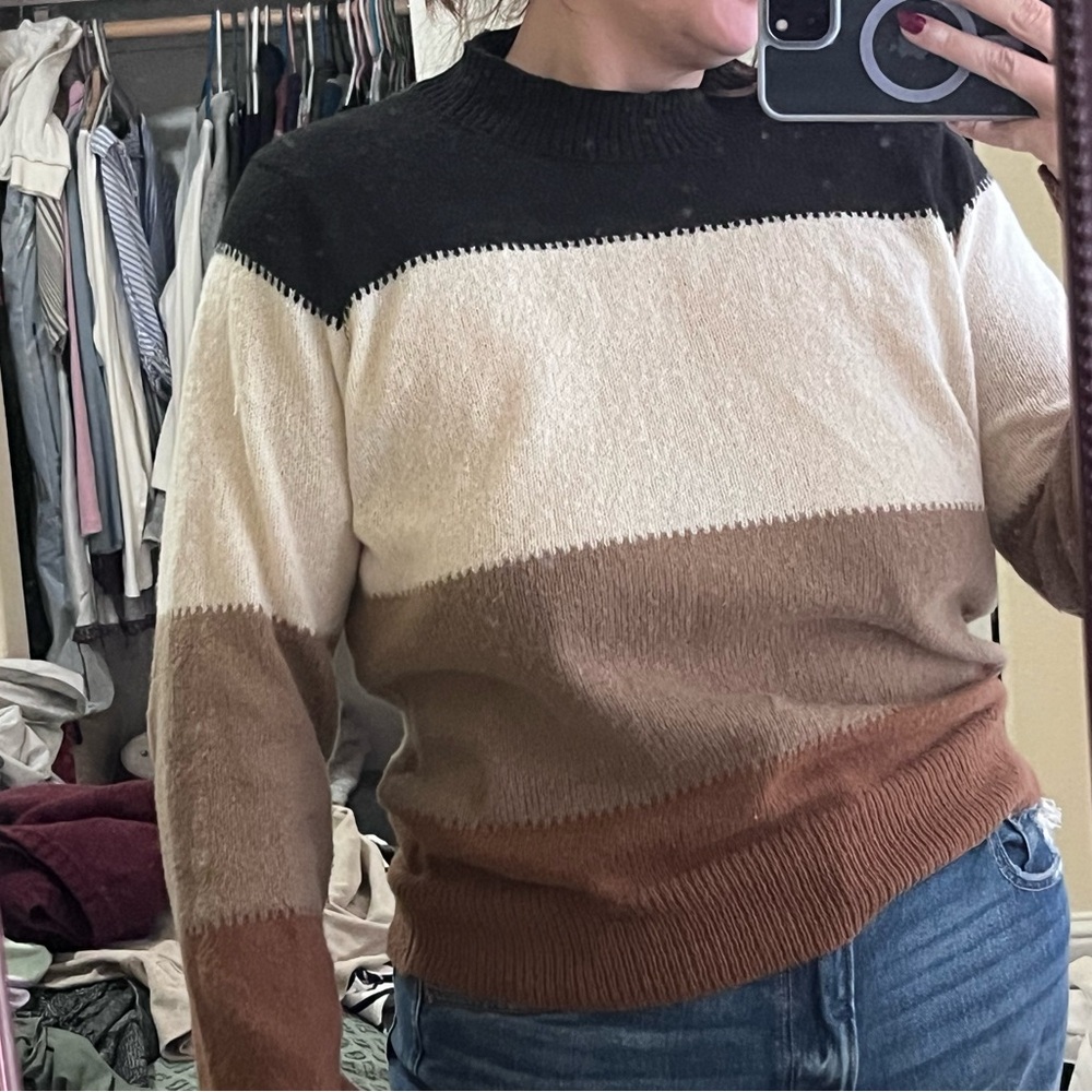 Chic Colorblock Crew Neck Sweater - Picture 3 of 3